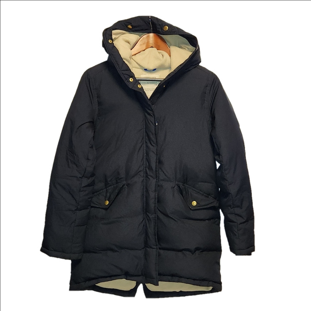 Crewcuts navy blue down/Feather hooded parka sz 14 girl